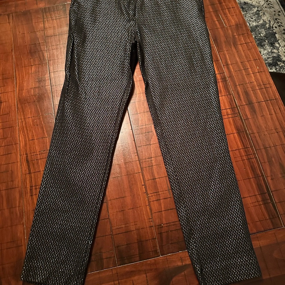 LOFT Black and Gold Marisa Skinny Pants